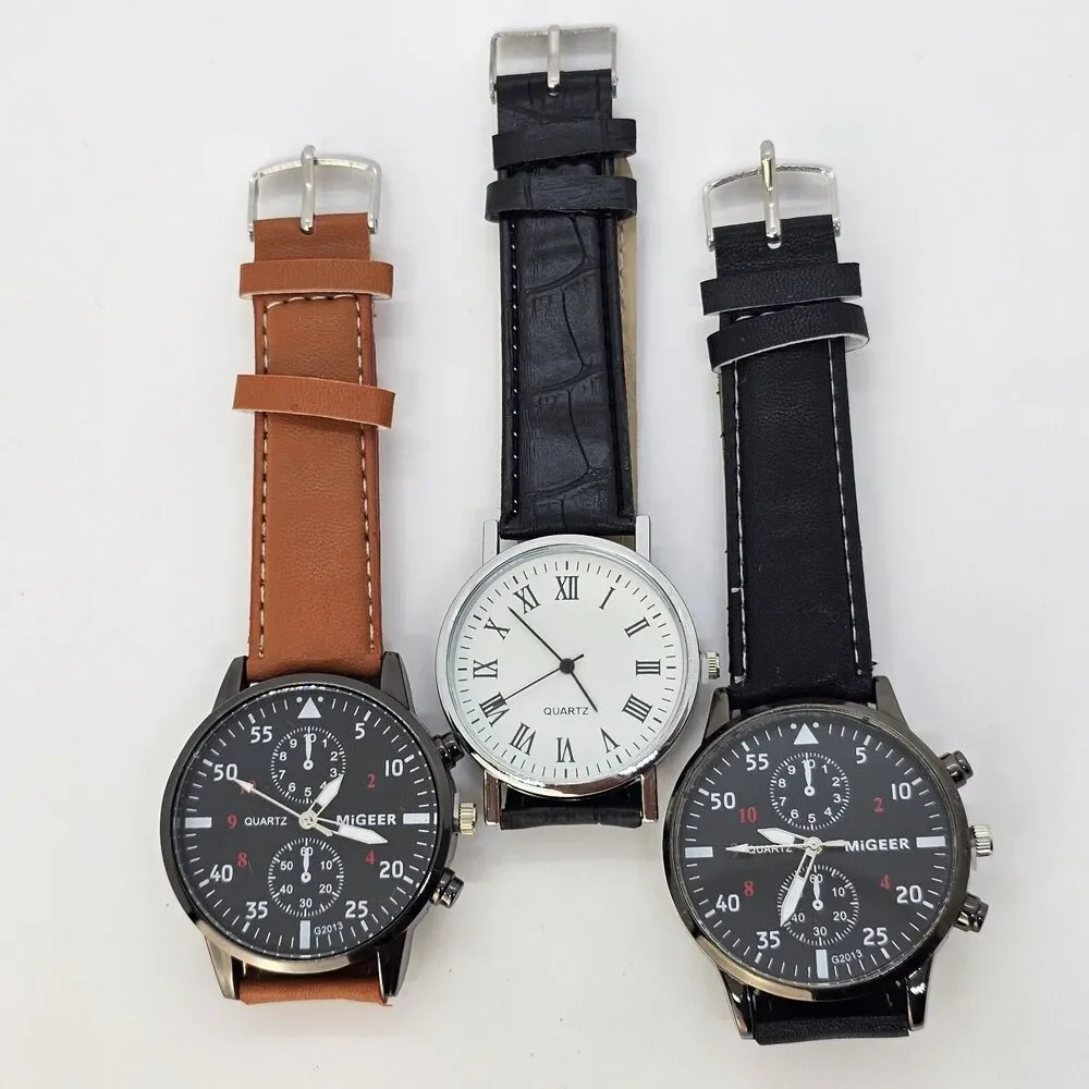 3X Men's Fashion Watches Good For Birthday Graduation Gifts Men's Watch Set of 3